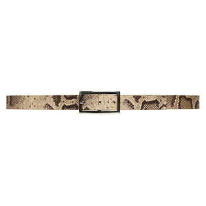 Streets Ahead Felicity Python-Printed Leather Belt with a Silver Rectangular Buckle