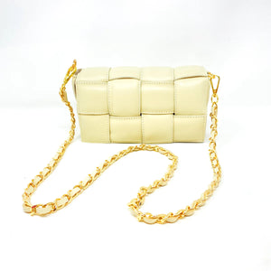 German Fuentes Quilted Leather Bag with Additional Tortoise Chain, Available in 4 Colors