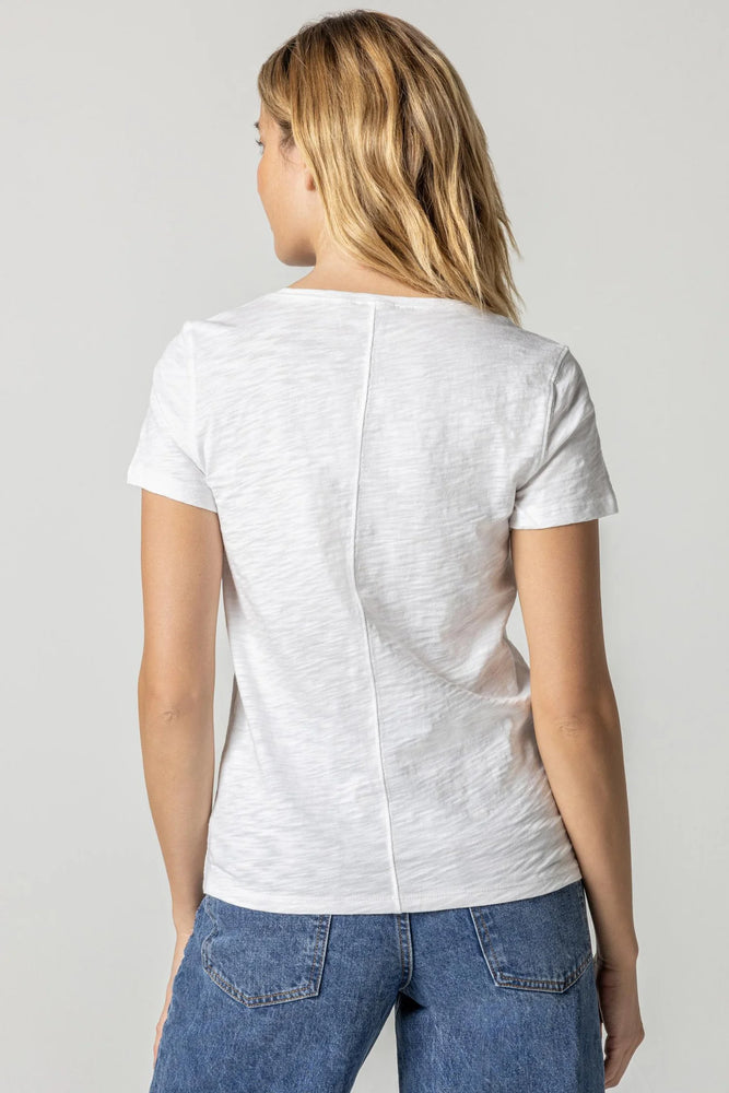 Lilla P V-Neck Short Sleeve Back Seam Tee, Available in 2 Colors