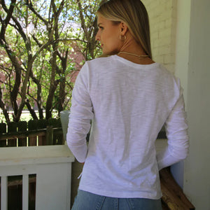 Erin Gray Long Sleeve Jeans V Tee, Available in 2 Colors