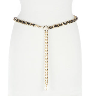 Brave Leather Doone Black Leather and Gold Chain Belt