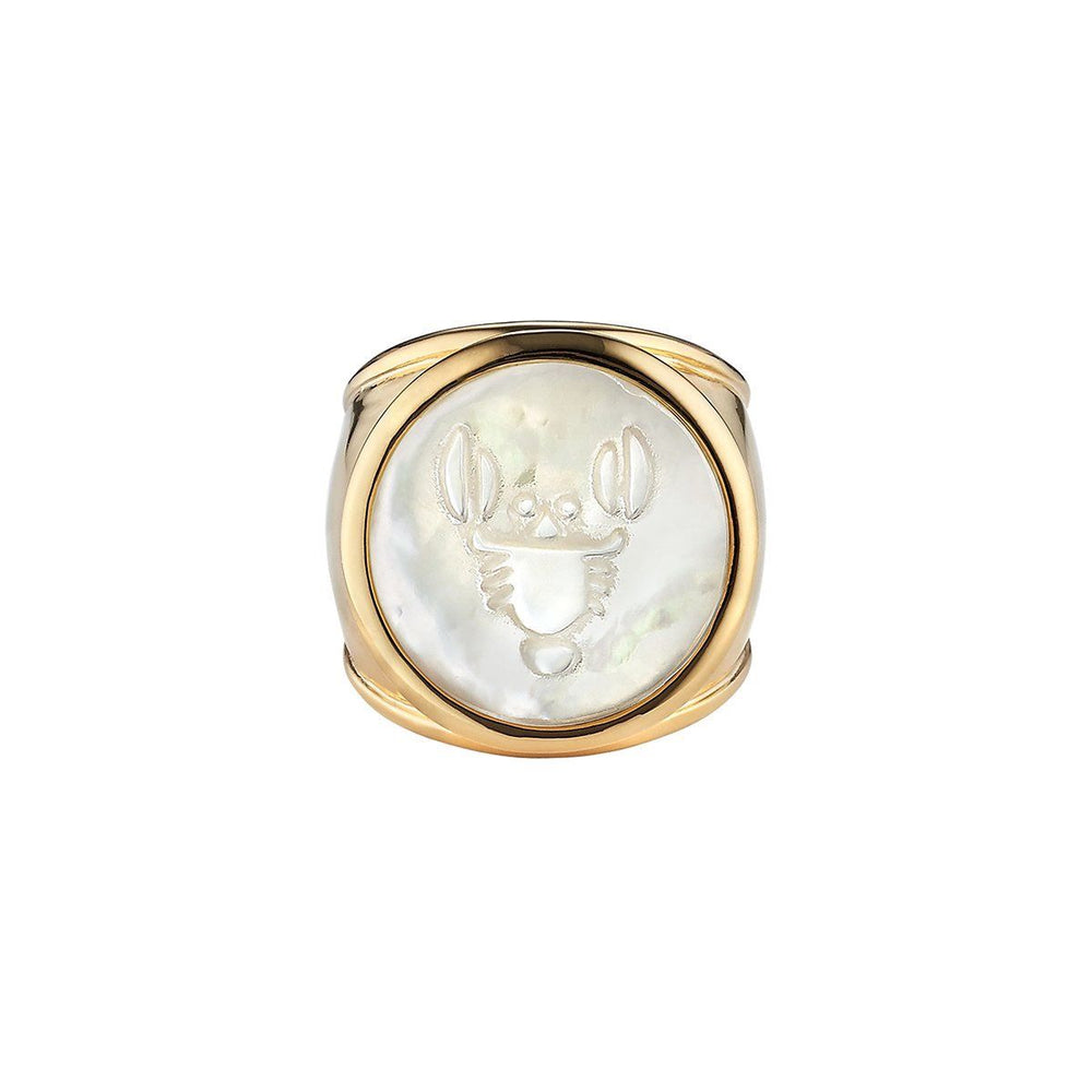 ASHA Cancer Zodiac Ring 14k Vermeil and Mother of Pearl