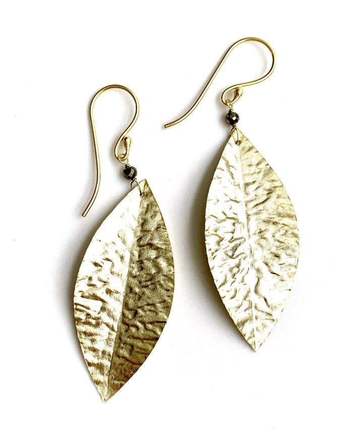 Erin Gray Cabo Leaf Earring in Pyrite and Gold