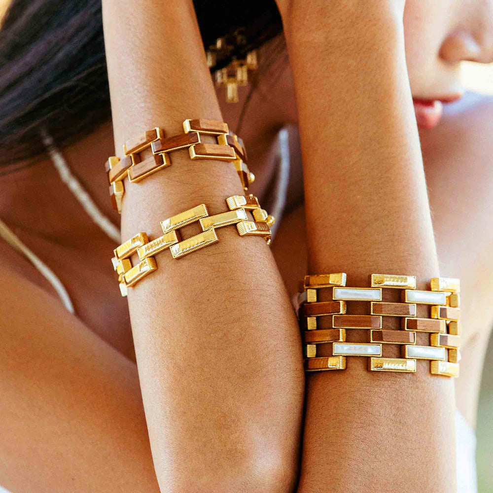 Capucine de Wulf Pathway Link Bracelet, Hammered Gold