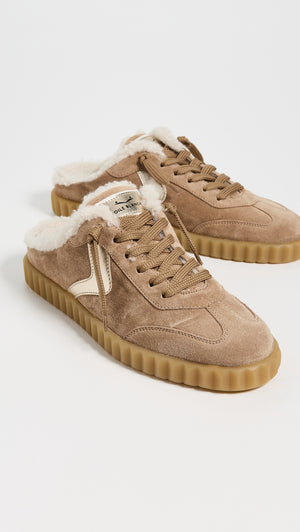 Voile Blanche Ines Suede and Faux Fur Mule Sneaker