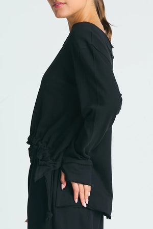 Planet by Lauren G Crop Drawstring Top