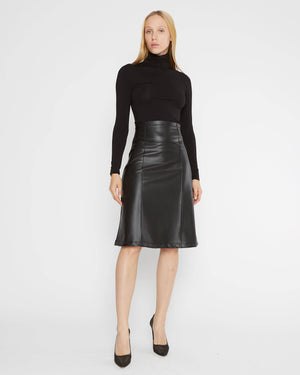 Ripley Rader Vegan Leather A-Line Midi Skirt, Black - Final Sale