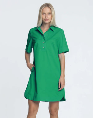 Hinson Wu Aileen Short Sleeve Button Back Dress, Spring Green