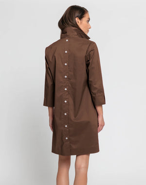 Hinson Wu Aileen 3/4 Sleeve Button Back Dress, Caramel