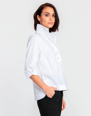 Hinson Wu Aileen 3/4 Sleeve Button Back Top, White