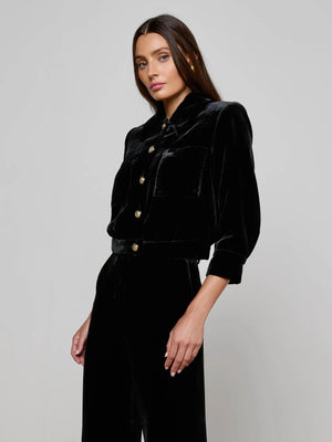 L'Agence Jia Crop 3/4 Sleeve Jacket, Black