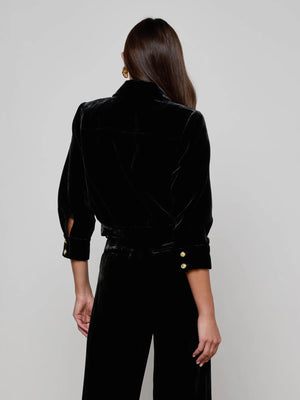 L'Agence Jia Crop 3/4 Sleeve Jacket, Black