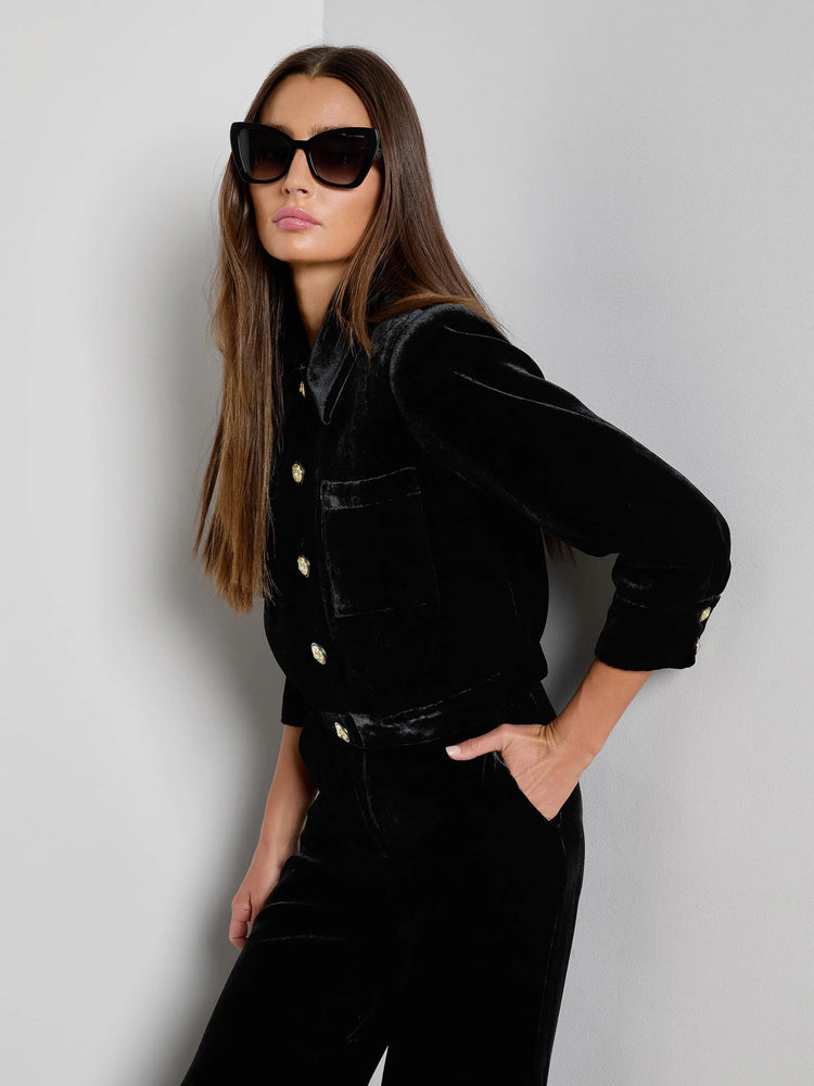 L'Agence Jia Crop 3/4 Sleeve Jacket, Black