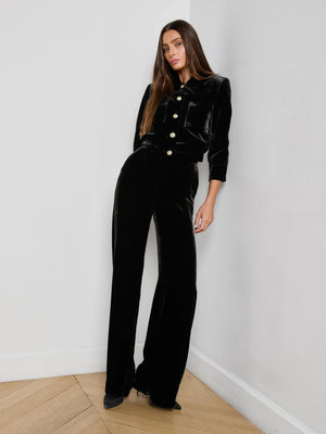 L'Agence Jia Crop 3/4 Sleeve Jacket, Black