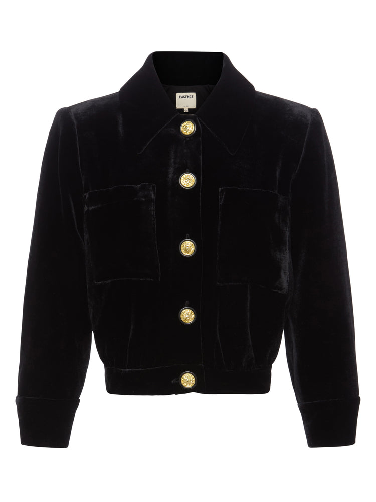 L'Agence Jia Crop 3/4 Sleeve Jacket, Black