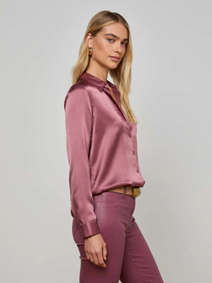 L'Agence Tyler Long Sleeve Blouse, Dark Mauve
