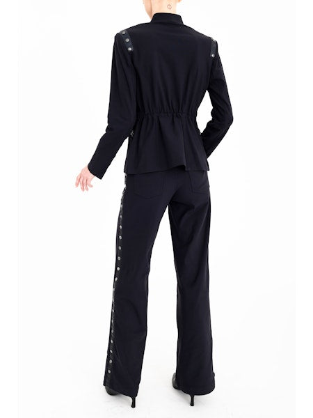 Elaine Kim Cruz Tech Stretch Short Blazer with Studs, Black