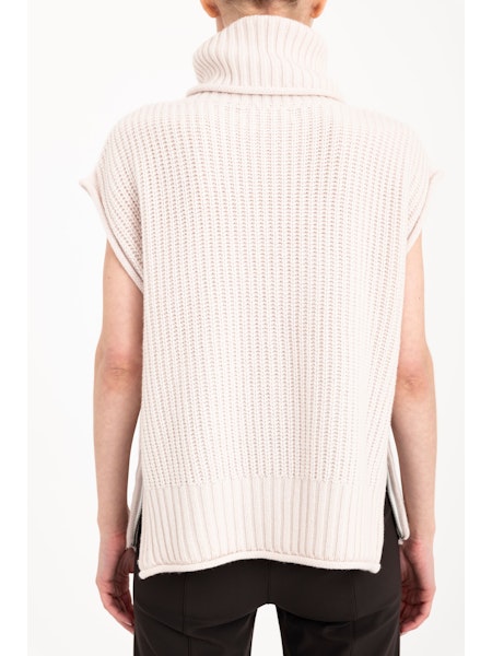 Elaine Kim Carmel Cashmere Blend Turtle Neck Vest with Side Zippers