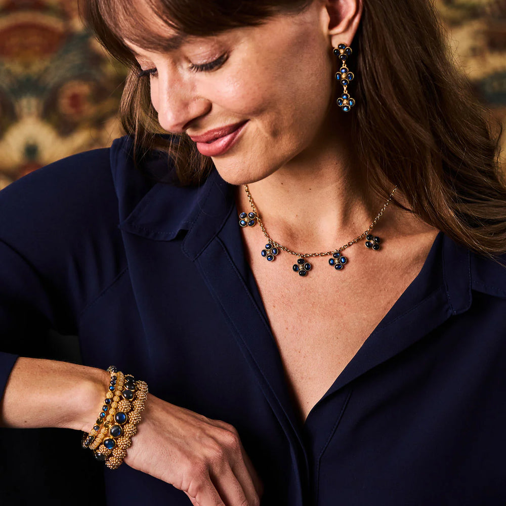 Capucine de Wulf Berry Clover Linear Earrings with Blue Labradorite