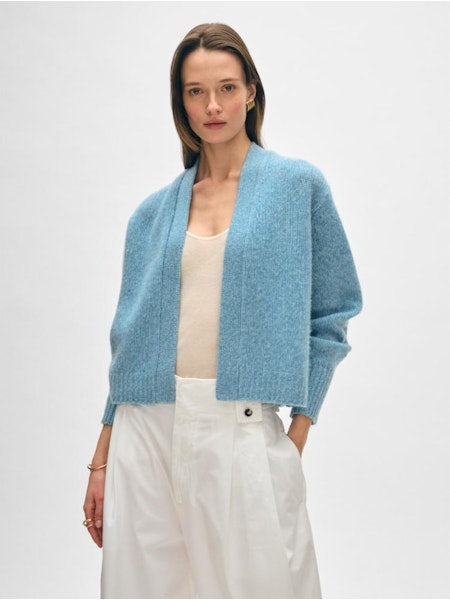 White and Warren Cashmere Marled Open Cardigan