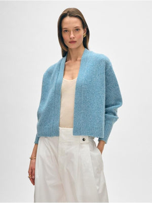 White and Warren Cashmere Marled Open Cardigan