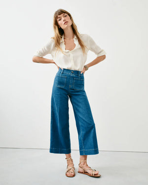 Spanx EveryWear Cropped Wide Leg Jeans with Patch Pockets