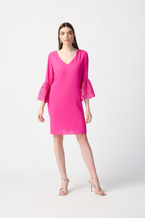 
            
                Load image into Gallery viewer, Joseph Ribkoff Georgette and Guipure Trapeze Dress, Available in 2 Colors
            
        