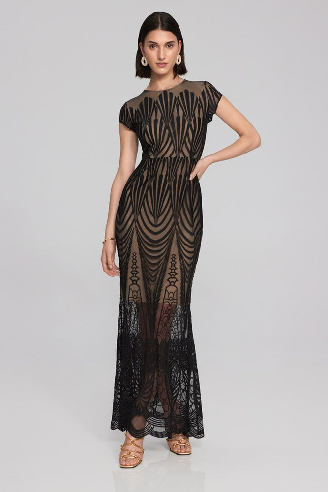 
            
                Load image into Gallery viewer, Joseph Ribkoff Embroidered Lace Trumpet Gown
            
        