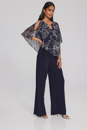 
            
                Load image into Gallery viewer, Joseph Ribkoff Floral Print Chiffon Poncho with Keyhole Neckline
            
        
