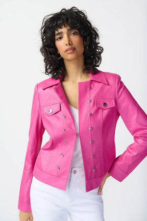 Joseph Ribkoff Foiled Suede Jacket with Metal Trims