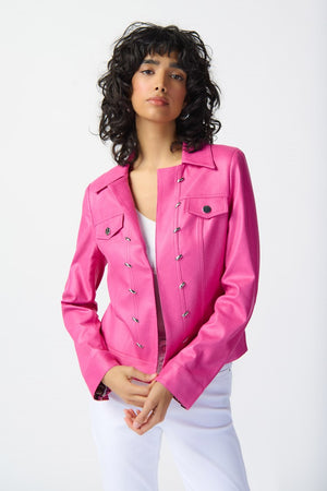 Joseph Ribkoff Foiled Suede Jacket with Metal Trims