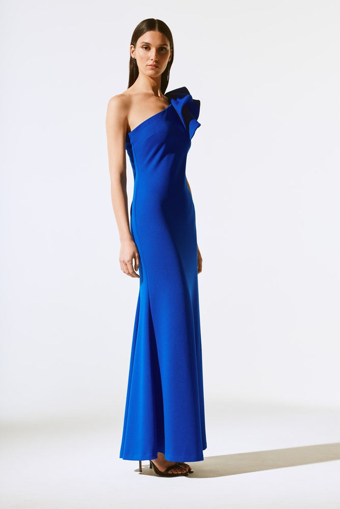 Joseph Ribkoff Scuba Crepe One Shoulder Gown