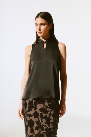 Joseph Ribkoff Satin Sleeveless Keyhole Top