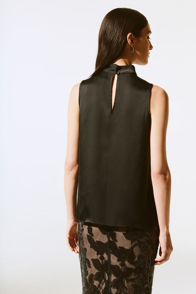 Joseph Ribkoff Satin Sleeveless Keyhole Top