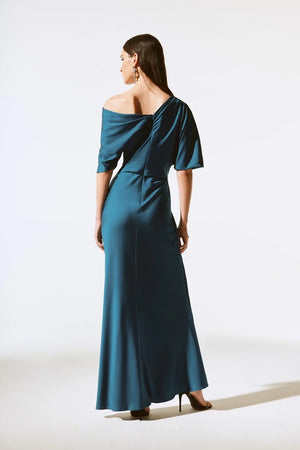 Joseph Ribkoff Satin One Shoulder Trumpet Gown