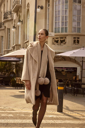 Joseph Ribkoff Faux Fur Straight Coat