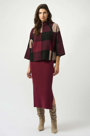 Joseph Ribkoff Plaid Jaquard Sweater Knit Top