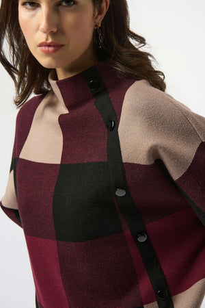 Joseph Ribkoff Plaid Jaquard Sweater Knit Top