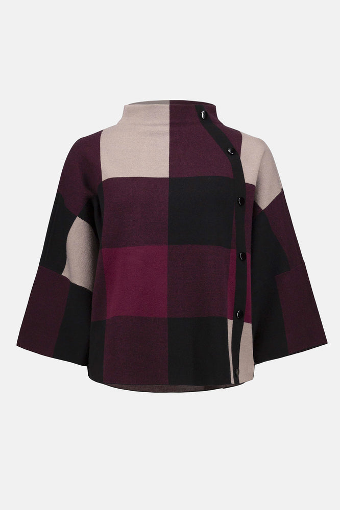 Joseph Ribkoff Plaid Jaquard Sweater Knit Top