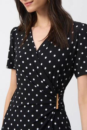 Joseph Ribkoff Silky Knit Dot Print Wrap Culotte Jumpsuit