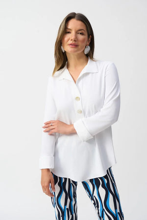 Joseph Ribkoff Gauze Straight Top with Button Detail