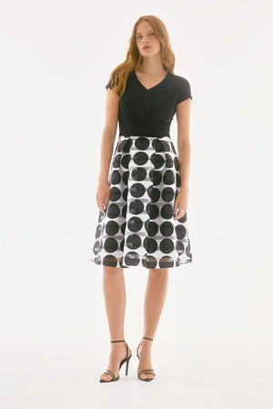 Joseph Ribkoff Silky Knit and Novelty Dot Full Skirt Dress