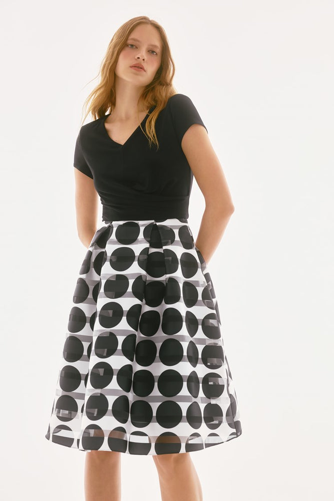 Joseph Ribkoff Silky Knit and Novelty Dot Full Skirt Dress