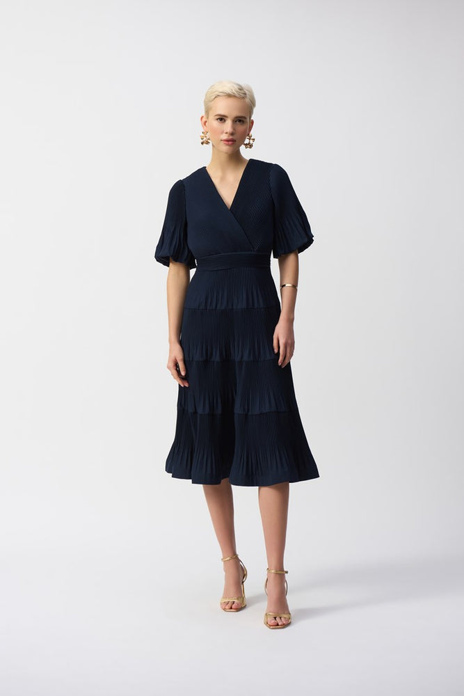 Joseph Ribkoff Pleated Woven Fit and Flare Dress