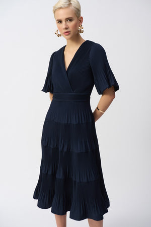 Joseph Ribkoff Pleated Woven Fit and Flare Dress