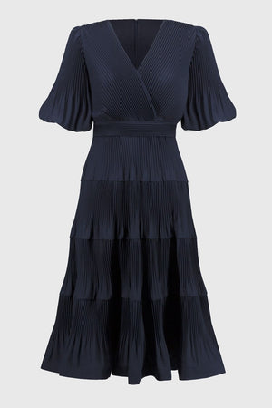 Joseph Ribkoff Pleated Woven Fit and Flare Dress