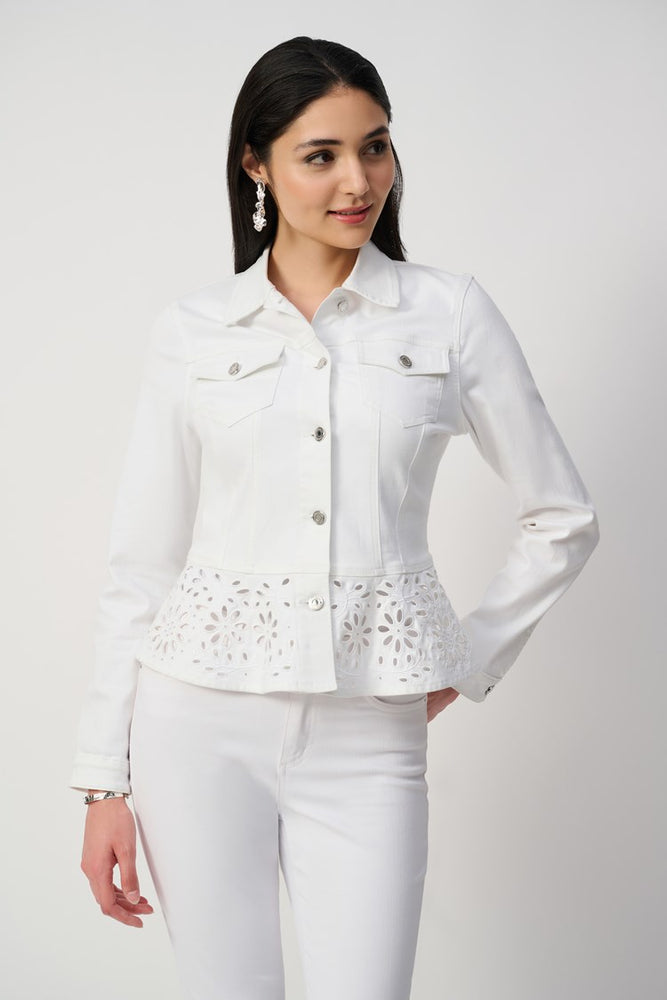 Joseph Ribkoff Stretch Denim Peplum Jacket