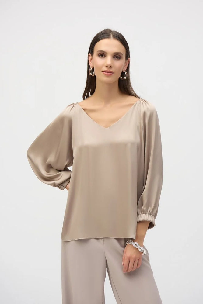 Joseph Ribkoff Satin V-Neck Straight Top