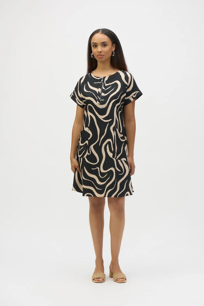 Joseph Ribkoff Seersucker Abstract Print A-Line Dress