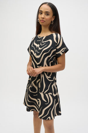 Joseph Ribkoff Seersucker Abstract Print A-Line Dress